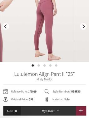 lululemon Align Pant II in Misty Merlot